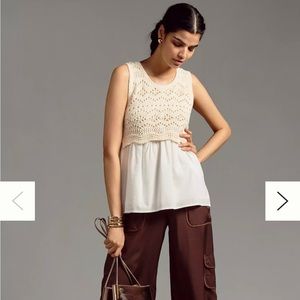 Anthropologie Layered Sweater Tank, White, Size M (Like New)